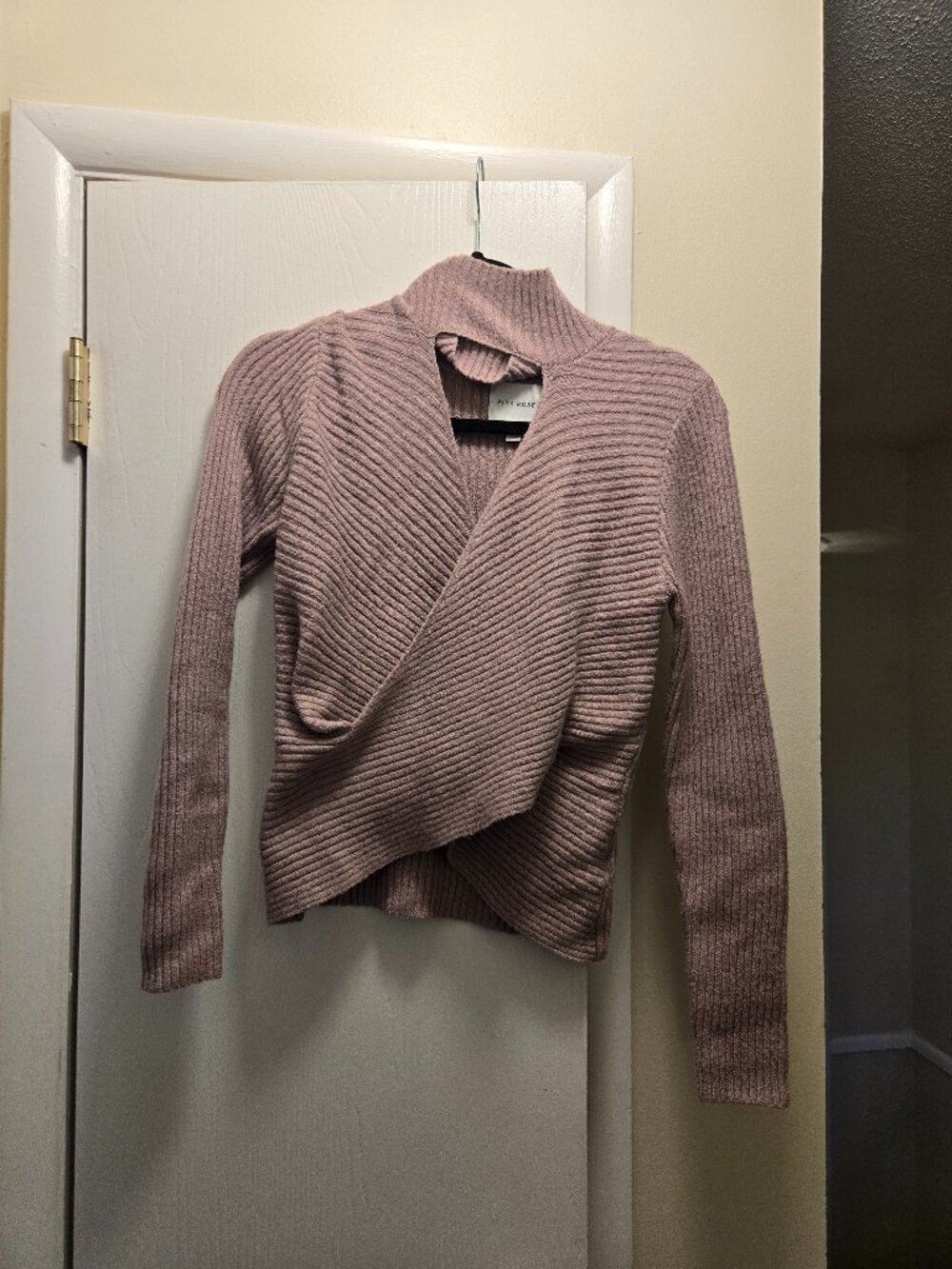 Knitted Turtleneck Sweater Crossed Front